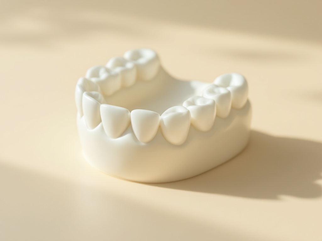 Ceramic dental crown model in warm kiln light
